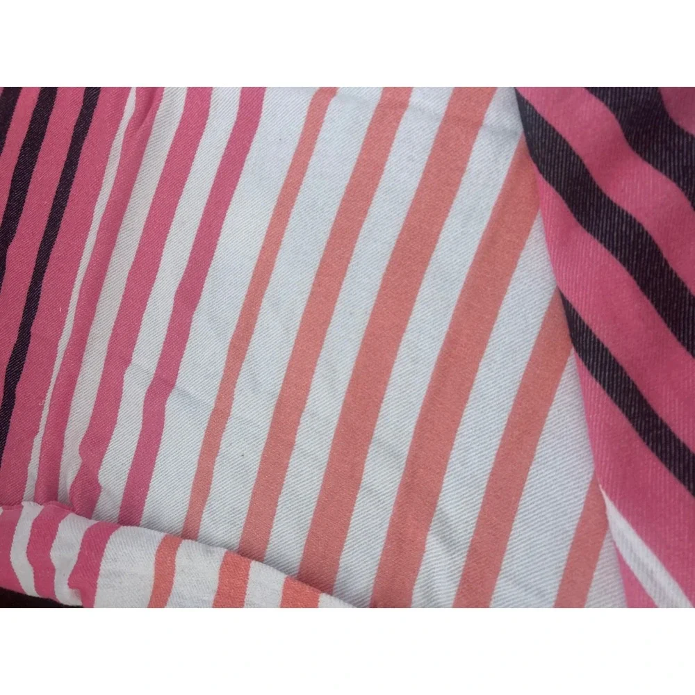 Victorias Secret Pink Striped Cotton Beach Fringe Wrap Blanket One Size
